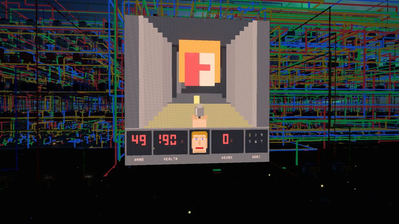 DOOM running on a wall of screens, every frame drawn by gates